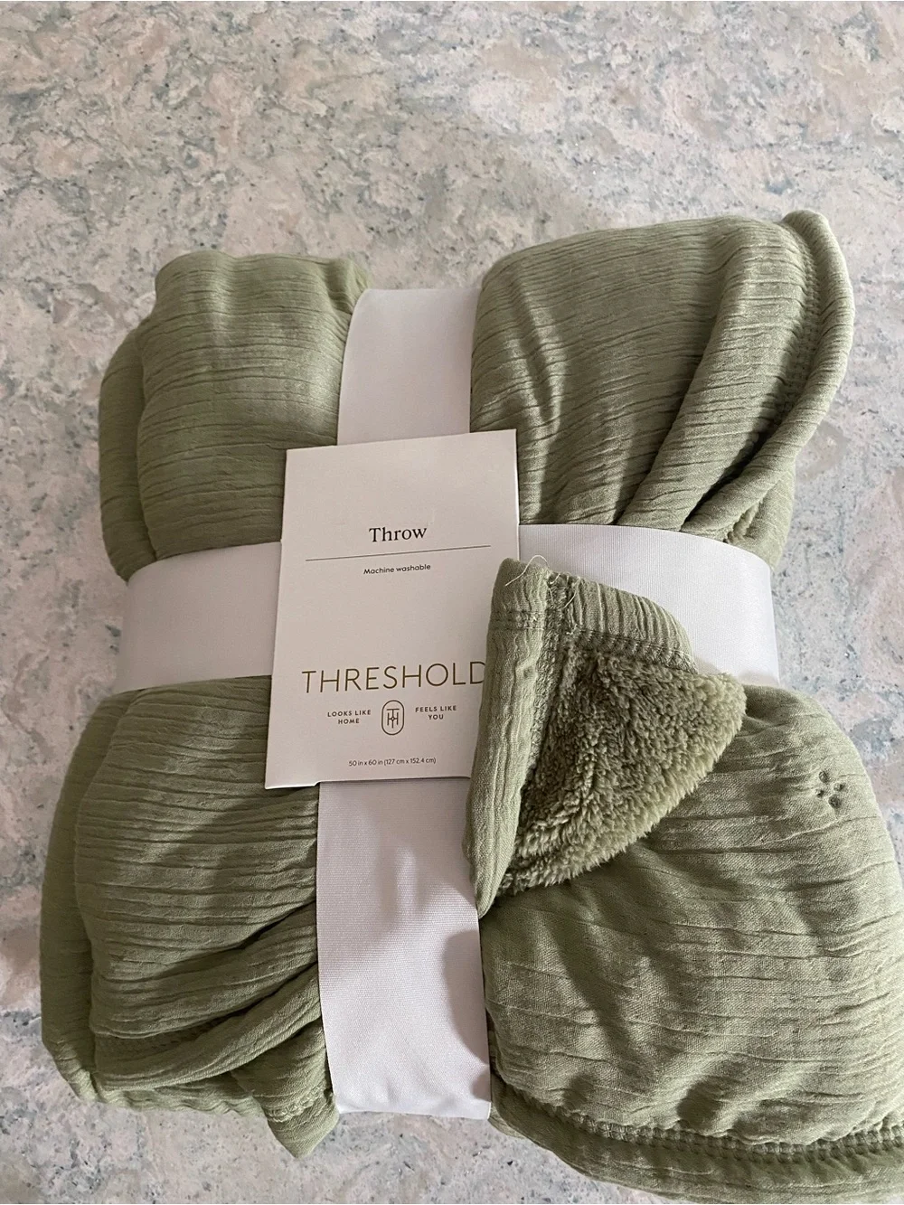 Threshold Sage Green Plush Sherpa Throw Blanket